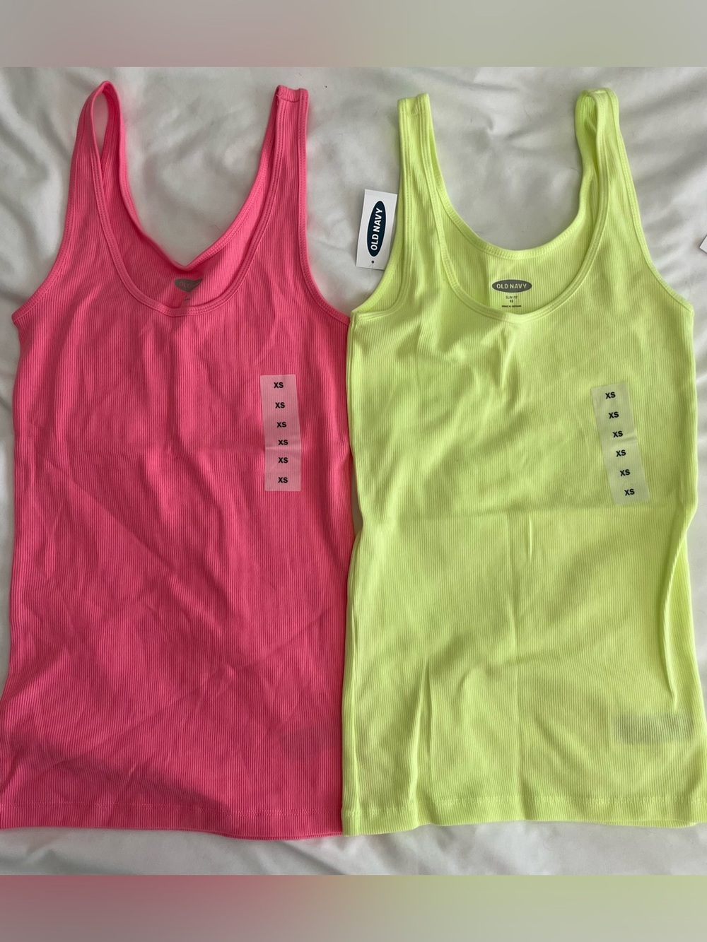 Old Navy Women's Ribbed Tank Tops - Neon Pink & Neon Lime